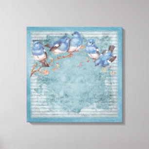 Shabby Chic Floral Birds of a Feather Canvas Afdruk