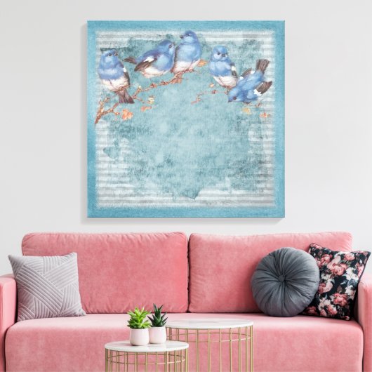  Shabby Chic Floral Birds of a Feather Canvas Afdruk (Insitu (Woonkamer))