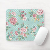  shabby chic floral blauwgroen roze giro muismat (Met muis)