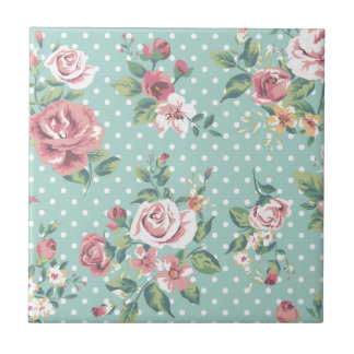  shabby chic floral blauwgroen roze giro tegeltje
