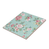  shabby chic floral blauwgroen roze giro tegeltje (Zijkant)