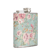  shabby chic floral blauwgroen roze meisje heupfles (Rechts)