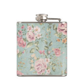  shabby chic floral blauwgroen roze meisje heupfles (Achterkant)