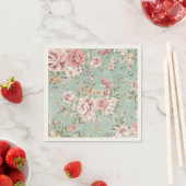  shabby chic floral blauwgroen roze meisje servetten (Insitu)