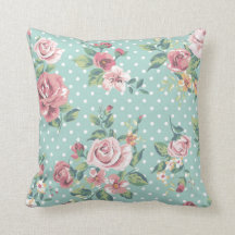  shabby chic floral blauwgroen witte roze polka