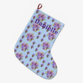 Shabby Chic Floral Blue Dot kerststop Grote Kerstsok (Voorkant (Hangend))