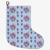 Shabby Chic Floral Blue Dot kerststop Grote Kerstsok (Voorkant)