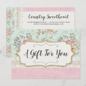 Shabby Chic Floral Boutique Gift Certificate Kaart (Voorkant / Achterkant)