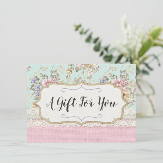 Shabby Chic Floral Boutique Gift Certificate Kaart (Staand voorkant)