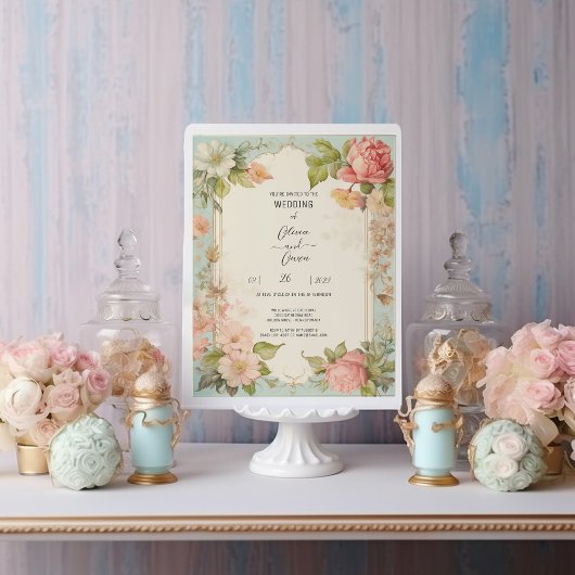 Shabby Chic Floral bruiloft uitnodiging