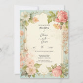 Shabby Chic Floral bruiloft uitnodiging (Voorkant)