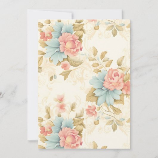 Shabby Chic Floral bruiloft uitnodiging (Achterkant)