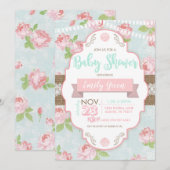 Shabby Chic Floral Burlap Baby shower Uitnodiging (Voorkant / Achterkant)