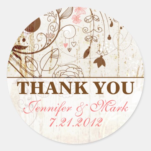  Shabby Chic Floral Dank u Sticker (Voorkant)