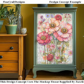 Shabby Chic Floral Ephemera Roze Rood S7B Decoupag Tissuepapier
