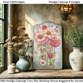 Shabby Chic Floral Ephemera Roze Rood S7L Decoupag Tissuepapier