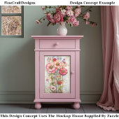 Shabby Chic Floral Ephemera Roze Rood S7L Decoupag Tissuepapier