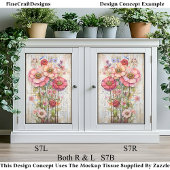 Shabby Chic Floral Ephemera Roze Rood S7R Decoupag Tissuepapier