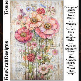Shabby Chic Floral Ephemera Roze Rood S7R Decoupag Tissuepapier