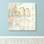  Shabby Chic Floral Faded Birds Design Canvas Afdruk (Insitu (Houten vloer))