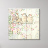  Shabby Chic Floral Faded Birds Design Canvas Afdruk (Voorkant)