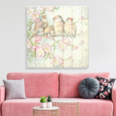  Shabby Chic Floral Faded Birds Design Canvas Afdruk (Insitu (Woonkamer))