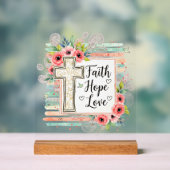 Shabby Chic floral Faith Hope Love Acryl Bord (Neutraal)