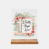 Shabby Chic floral Faith Hope Love Acryl Bord (Voorkant)