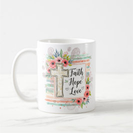 Shabby Chic floral Faith Hope Love Koffiemok