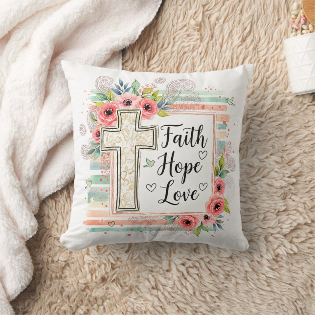 Shabby Chic floral Faith Hope Love Kussen (Deken)