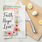 Shabby Chic floral Faith Hope Love Theedoek (Quarter Fold)