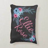 Shabby Chic Floral Girl's Name Nursery Personalize Accent Kussen (Achterkant (Verticaal))