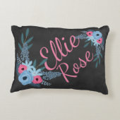 Shabby Chic Floral Girl's Name Nursery Personalize Accent Kussen (Achterkant)