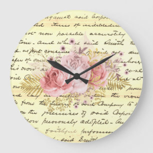  Shabby Chic Floral Handschrift Ephemera Grote Klok