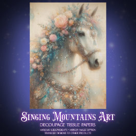 Shabby Chic Floral Horse Craft Decoupage Tissuepapier