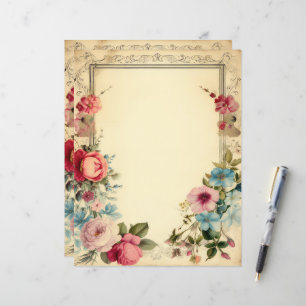 Shabby Chic Floral Junk Journal Stationery