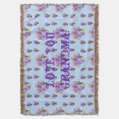 Shabby Chic Floral Love You Grandma Throw Rug Deken (Voorkant Verticaal)
