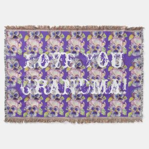 Shabby Chic Floral Love You Grandma Throw Rug Deken