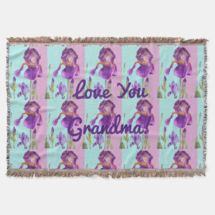 Shabby Chic Floral Love You Grandma Throw Rug Deken