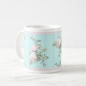 Shabby chic floral mok roze en roze roze rozen (Voorkant links)