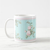 Shabby chic floral mok roze en roze roze rozen (Links)