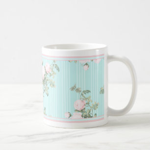 Shabby chic floral mok roze en roze roze rozen