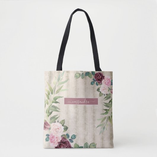 Shabby Chic Floral Name Tas (Voorkant)