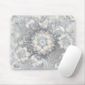 Shabby Chic Floral Neutral Grey White Silver Muismat (Met muis)