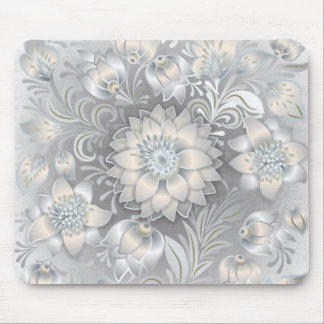 Shabby Chic Floral Neutral Grey White Silver Muismat
