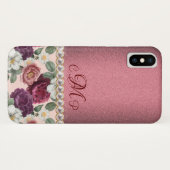 Shabby Chic Floral Pink Metallic Victoriaans Elega Case-Mate iPhone Case (Achterkant (horizontaal))