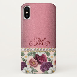 Shabby Chic Floral Pink Metallic Victoriaans Elega Case-Mate iPhone Case