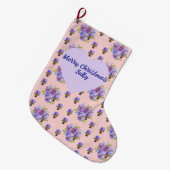 Shabby Chic Floral Polka Dot Christmas Womans Name Grote Kerstsok (Voorkant (Hangend))