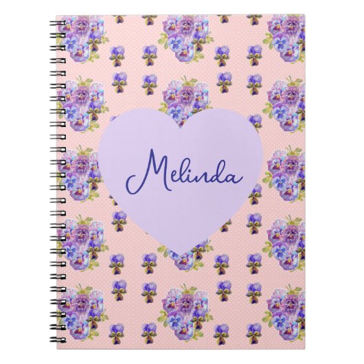 Shabby Chic Floral Polka Dot Pastel Womans Name Notitieboek (Voorkant)