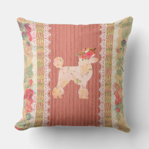 Shabby Chic Floral Poodle met Rozen Kussen